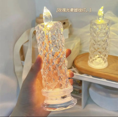 电子蜡烛生日婚庆蜡烛摆件玫瑰花纹塑料LED布置发光道具灯led摆台