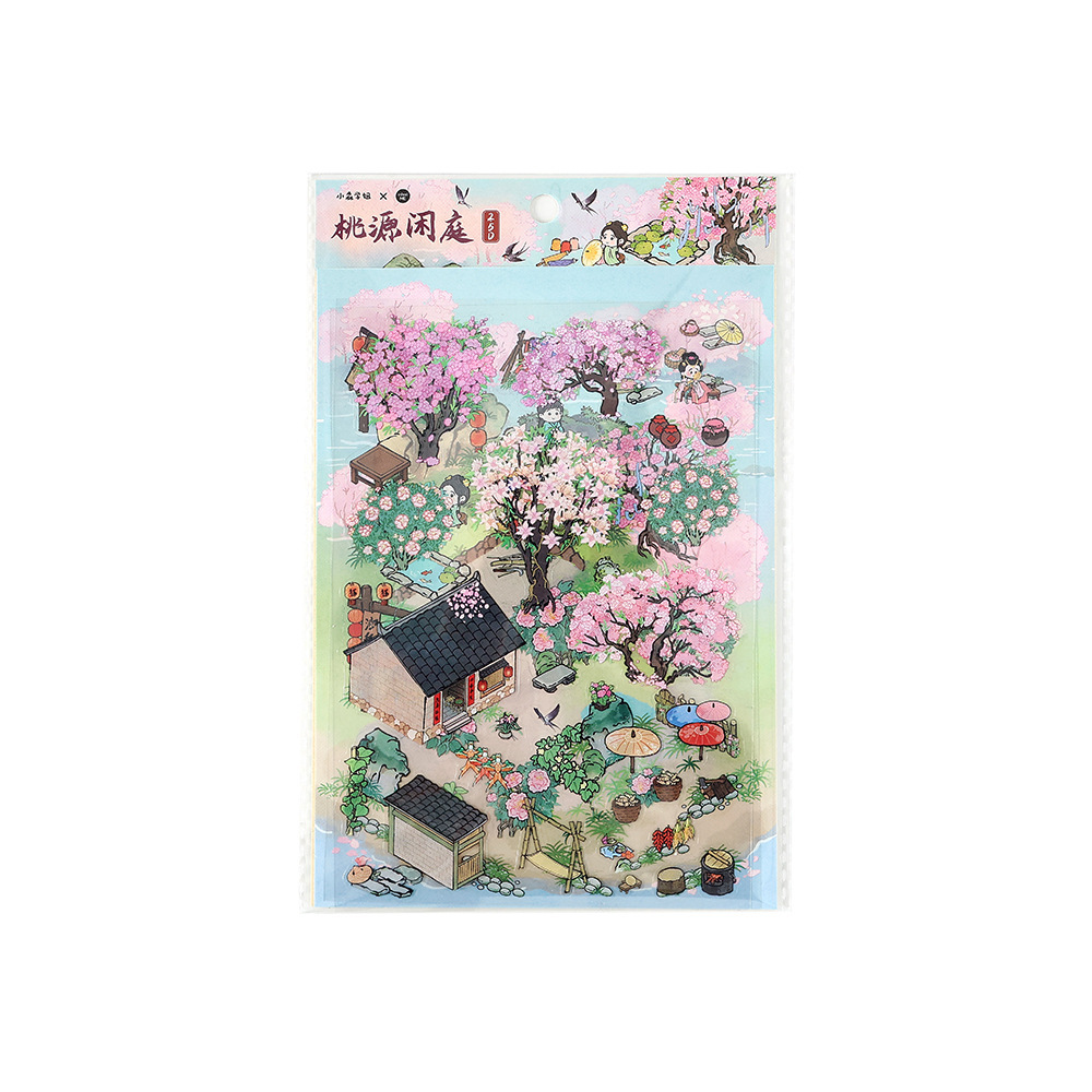 Pegatinas de paisajismo antiguo Infeel.Me2.5D Mi cabaña cuarta pegatina de descompresión de bricolaje de gran tamaño