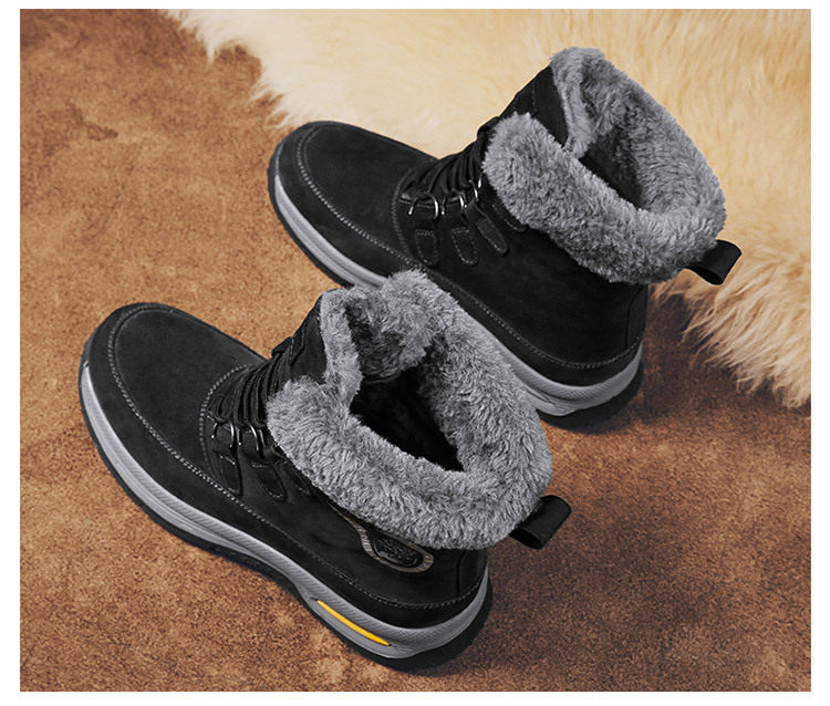 Giày bốt cổ cao nam da heo lót lông giữ ấm đế dày chống trượt — 618 kaki, 618 màu xám, 618 màu đen chi tiết 23