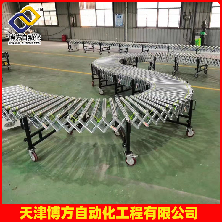 电动伸缩辊筒机 伸缩辊道输送机 电商物流仓库动力拐弯滚筒输送线