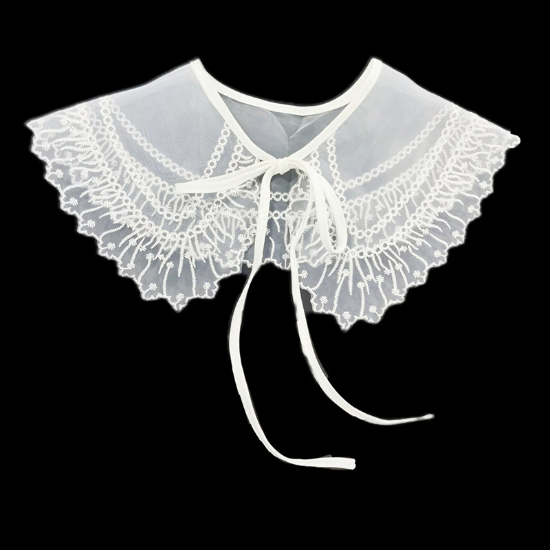 Una variedad de viento dulce blanco bordado de encaje falso diseño de lazos de vestidos de artefactos universales decoración de camisa al por mayor image 3