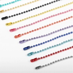 珠链彩色电泳吊牌链Diy手工挂件金色圆珠波珠链玩具钥匙扣12cm长