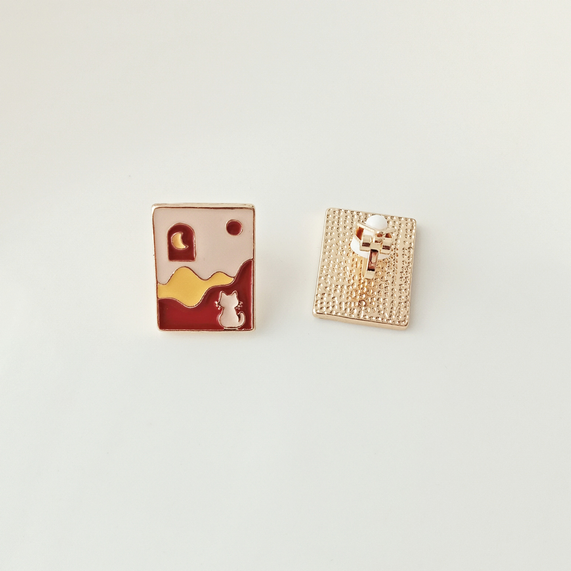 Cute Cat Alloy Stoving Varnish Ear Studs