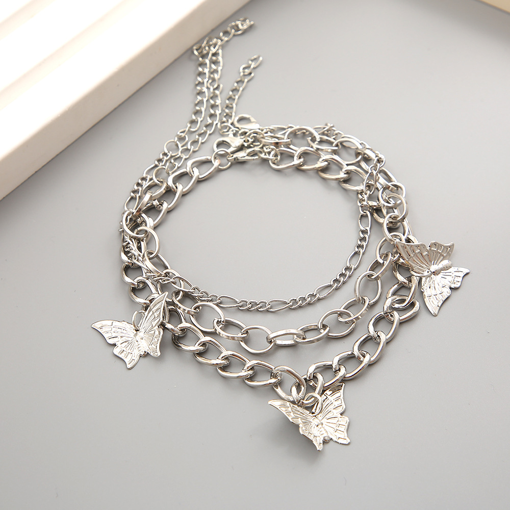 فراشة أنيقة تصفيح سبيكة حجر الراين Ankletpicture5