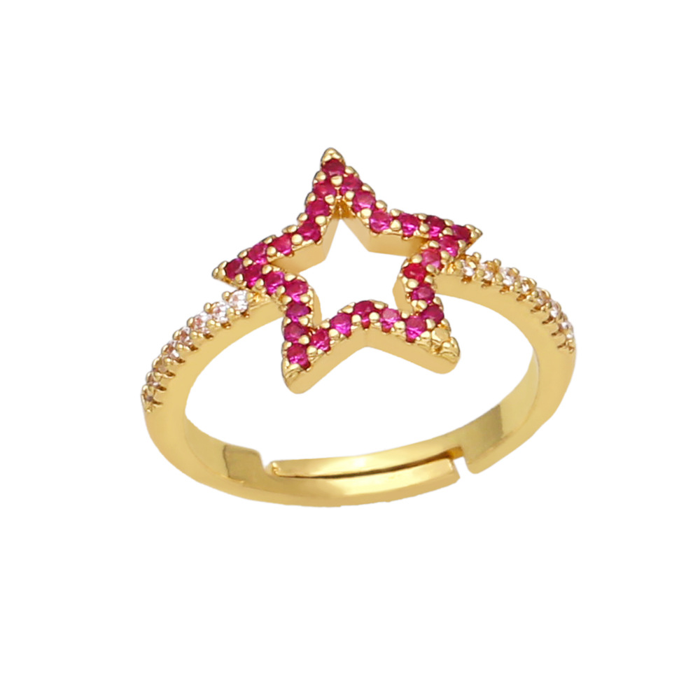 Fashion Star Copper Rings Plating Inlay Zircon Copper Rings