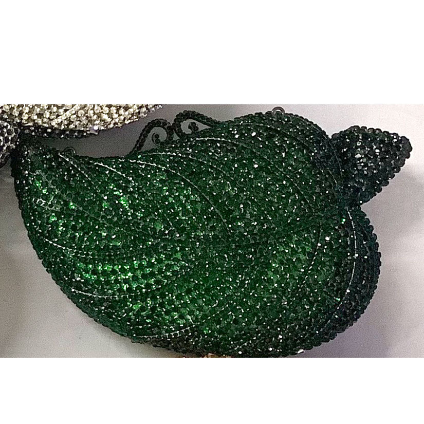 Nuevo paquete de banquete de hoja de diamante hueco caja metálica dura bolsas de mano de banquete Crystal Clutch