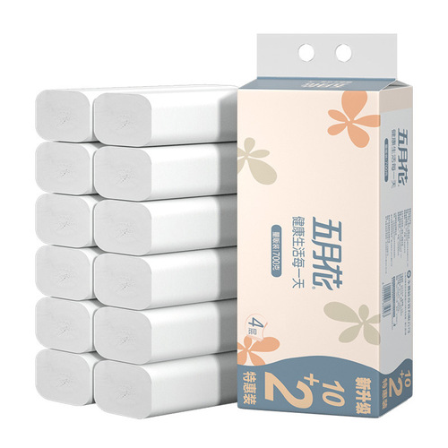 Mayflower roll paper 4 layers 12 rolls/household toilet paper toilet paper roll paper towel wholesale delivery