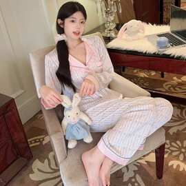 睡衣秋季新款冰雪丝法式蕾丝甜美轻奢高级感丝绸可外穿家居服套装
