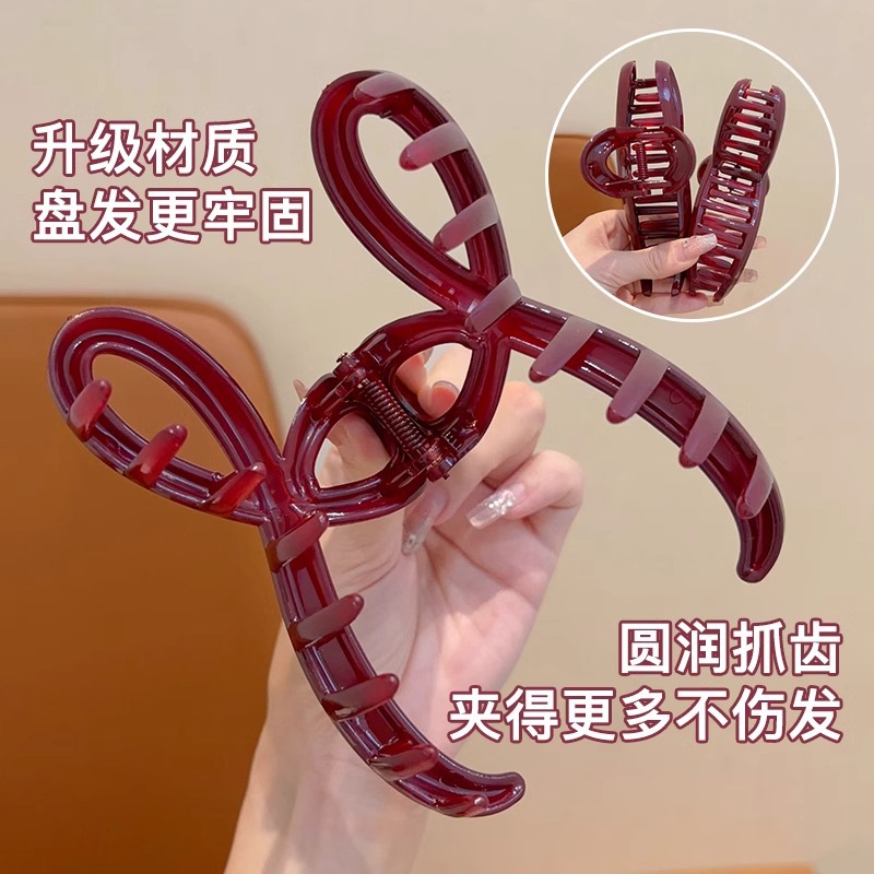 Niños de alto nivel Anka clip de arco rojo 2024 nuevo clip de cabello de tiburón de la cabeza de la niña