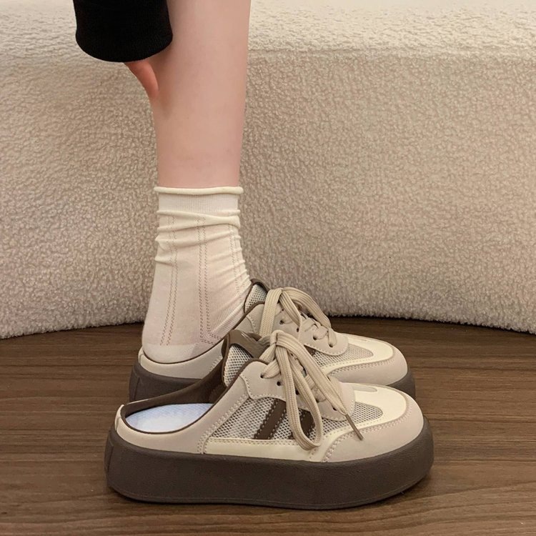 Zapatos de entrenamiento de la mitad de la parte gruesa de las mujeres verano de 2026 nuevos zapatos blancos casuales sin tacones image 7