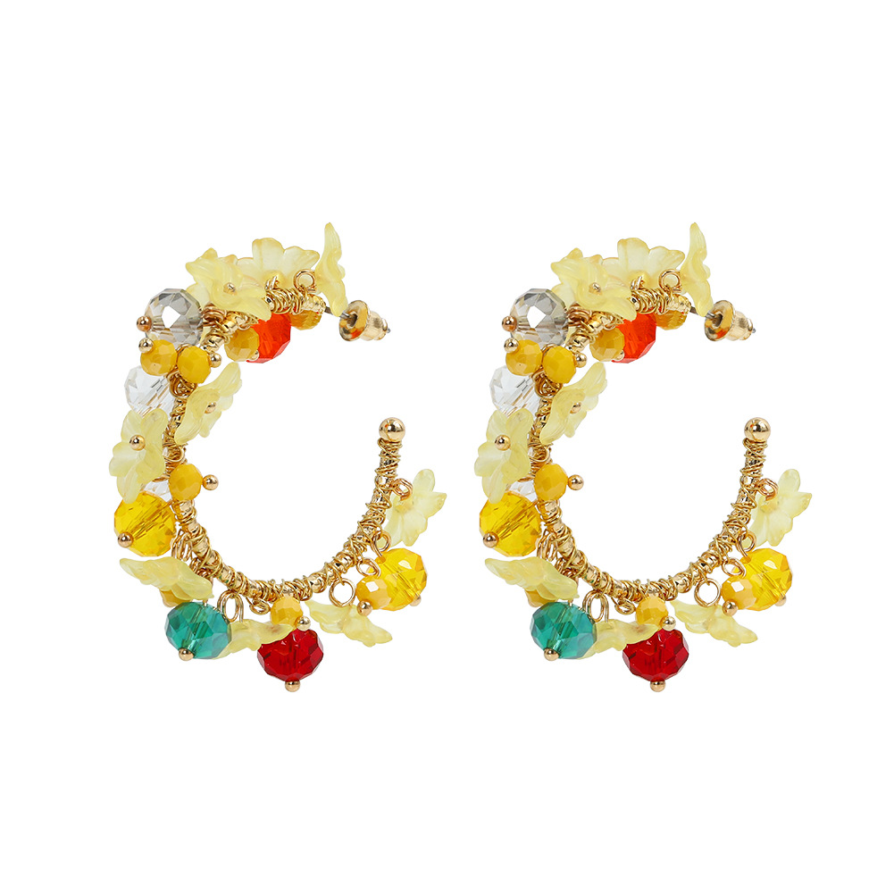 Pendientes De Cristal Con Incrustaciones De Flores Coreanas display picture 12