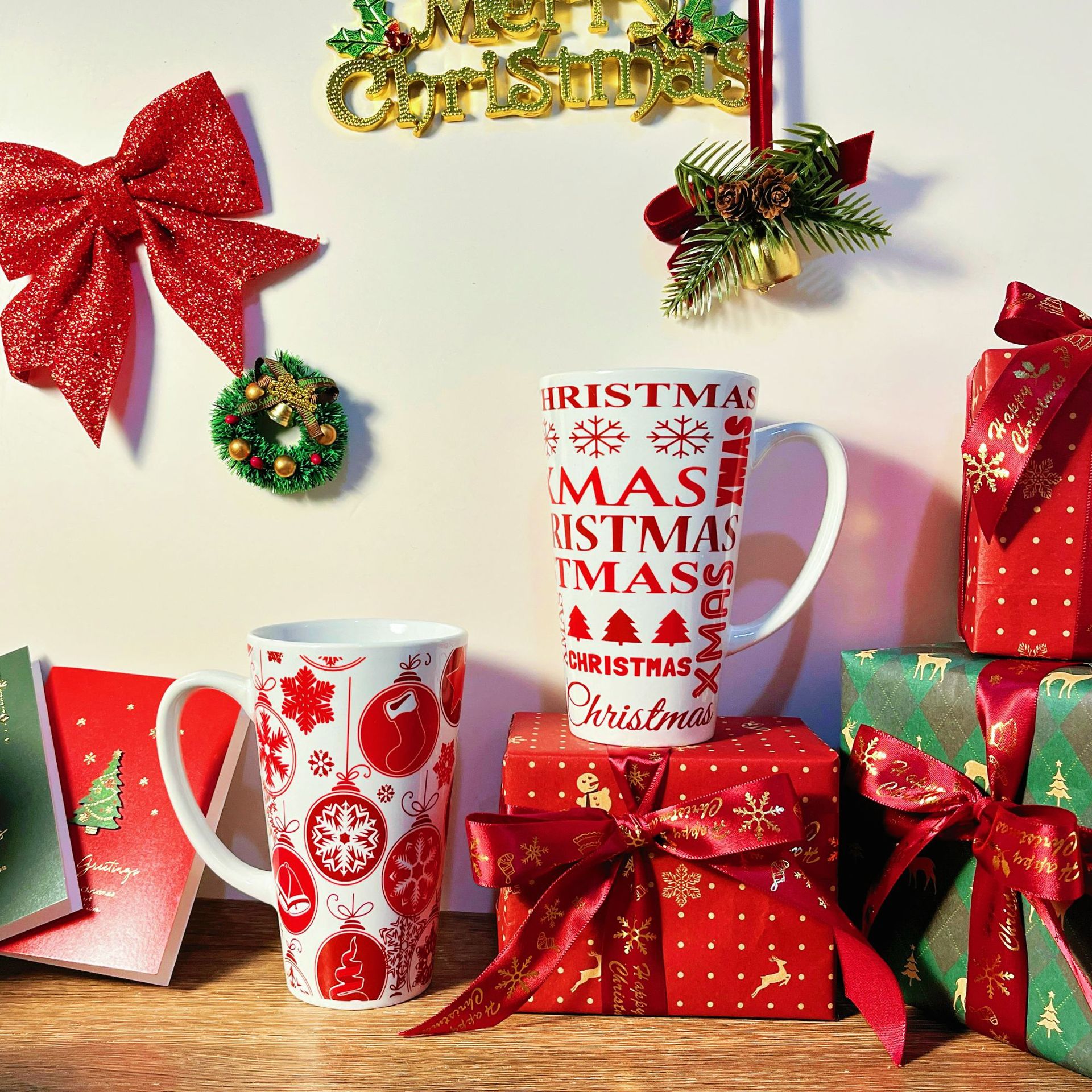 Tazas de Navidad transfronterizas regalos de vacaciones encantadores tazas de agua de cerámica tazas de café regalos comerciales logotipo