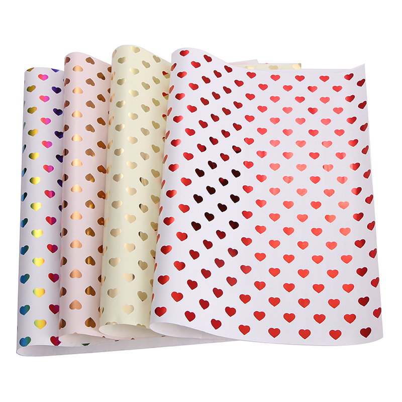 Papel de regalo con diseño romántico para el Día de San Valentín, con estampado dorado en forma de corazón, para cajas de regalo, venta al por mayor.