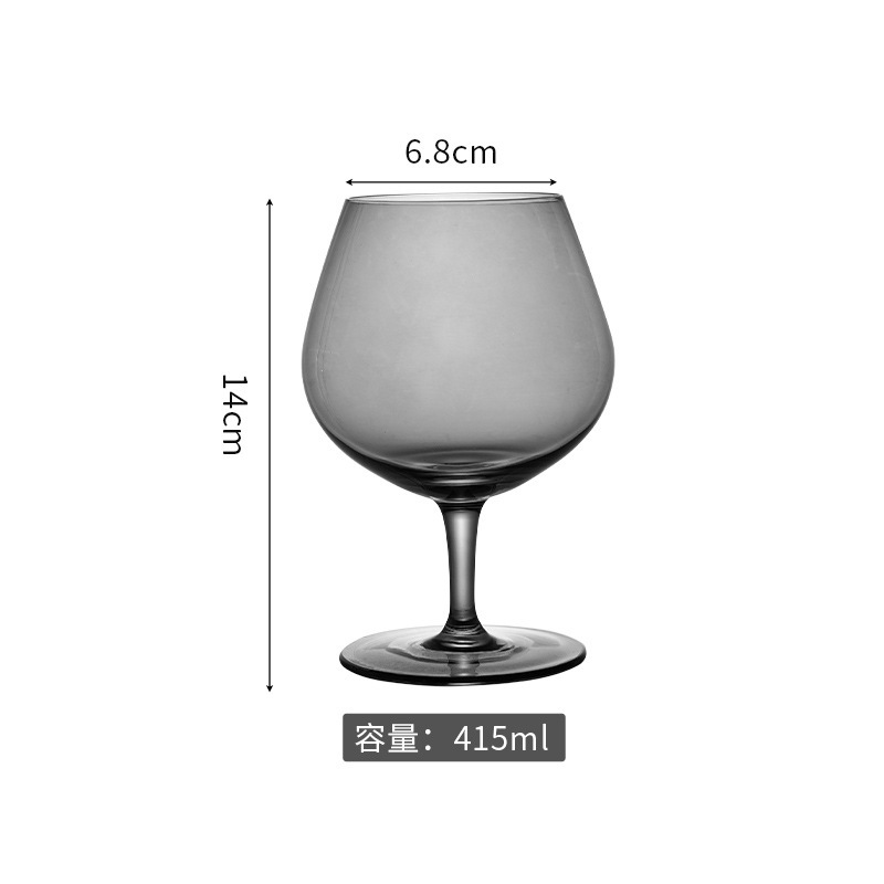 Tazas de vidrio de cristal chapeadas negras de alto pie tazas de vino gris de humo tazas de vino europeas tazas de champán de banquete occidental
