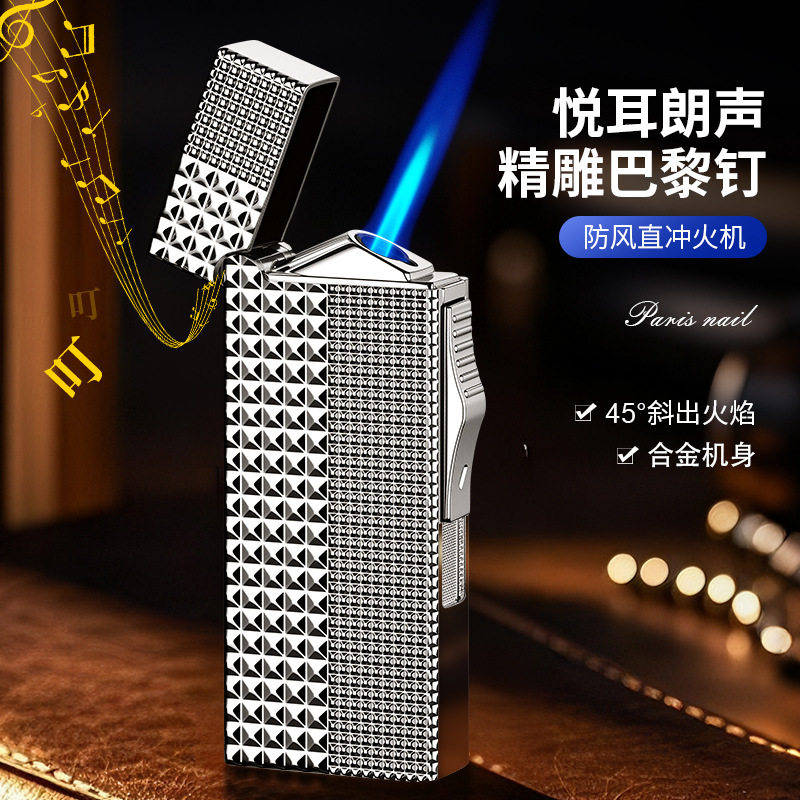 PL176-11巴黎钉复古高档充气直冲蓝焰打火机金属耐磨开业送礼批发|undefined