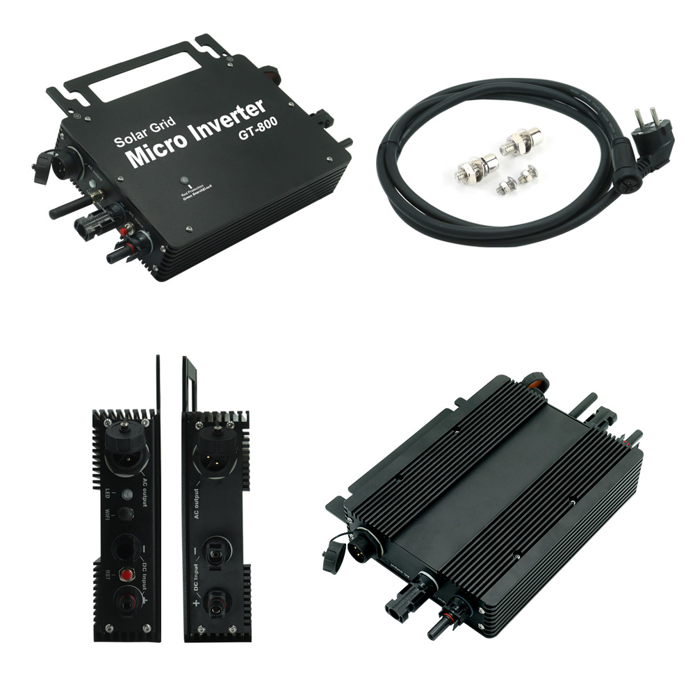 800W黑色涂鸦智能WIFI控制IP66防水太阳能系统微型逆变器