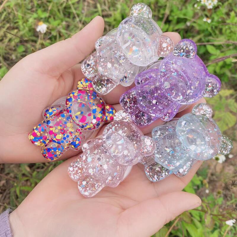 Douyin Cartoon Glitter Bear Telescopic Folding Air Cushion Stand Desktop Support Stand Mobile Phone Airbag Stand Wholesale