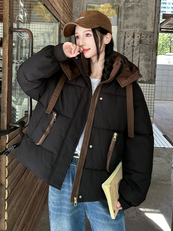 2025新款羽绒棉服女短款连帽加厚保暖面包服外套时尚百搭棉衣棉袄|undefined