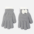 非特FEAT冬季外贸仿羊绒双层超厚保暖蝴蝶结手套分指保暖手套批发