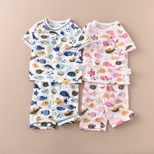 儿童男女孩短袖五分裤套装夏季家居服工厂内衣日系纯棉薄A类卡通
