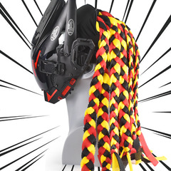 Cyberpunk Dirty Braid Headgear Tactical Helmet Outdoor SQB Gear Wig COSPLAY Funny Hat Trendy Scarf