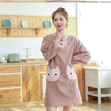 围裙女时尚防水防油薄款透气家用厨房做饭长袖套工作服罩衣男