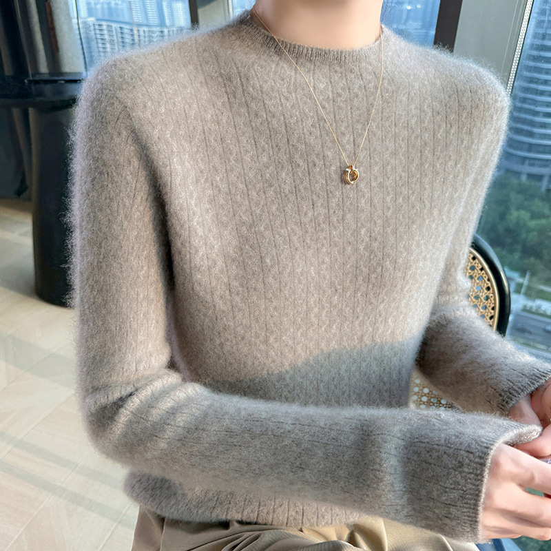 新款气质厚款立领麻花羊毛衫女秋冬打底修身新款百搭毛衣时尚|undefined