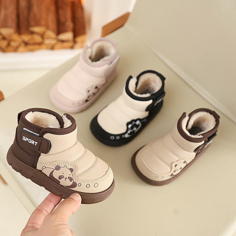 Children's Snow Boots, Boys' Winter New Warm Cotton Boots, Girls' Large Cotton Shoes, Velvet Thickeneded Baby Short Boots