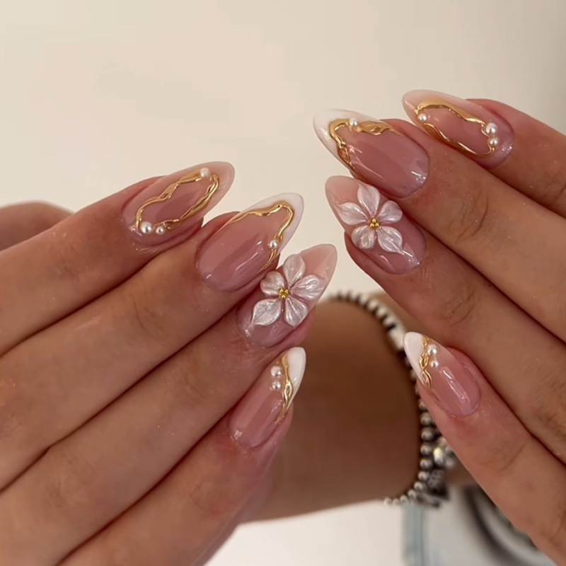Cross-Border European and American Hot-Selling 3D Flower Nail Art Nail Pieces Wearable Nail Tips Press on Nails Wholesale Cross-Border European and American Hot-Selling 3D Flower Nail Art Nail Pieces Wearable Nail Tips Press on Nails Wholesale