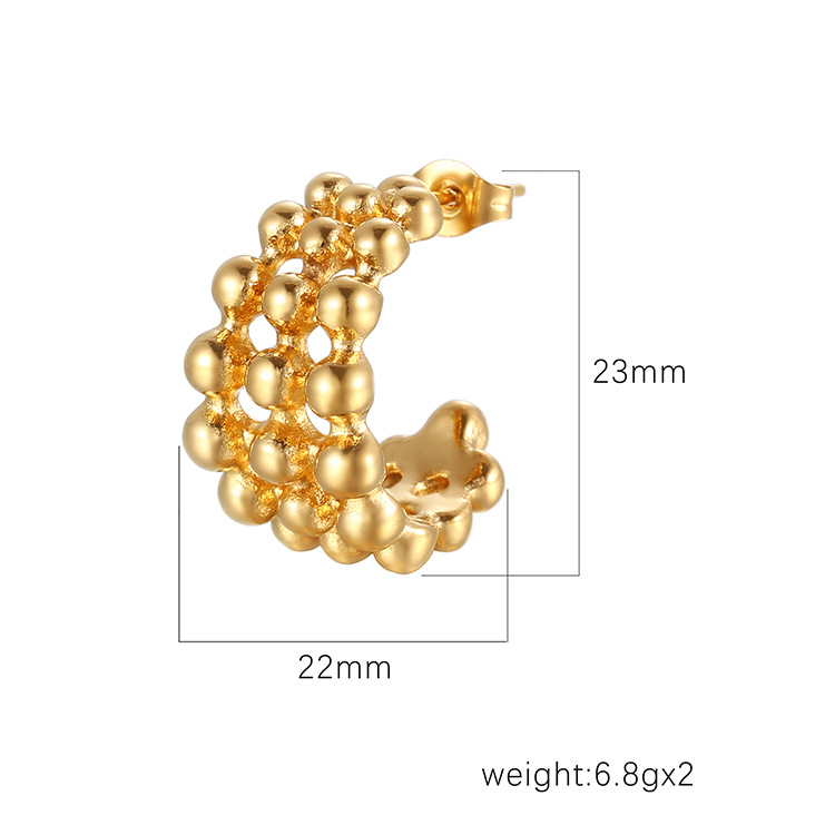 Moda europea y americana todo partido multi-capa bola de acero costura pendientes de acero inoxidable de las mujeres de moda 18K de alto grado luz pendientes de lujo