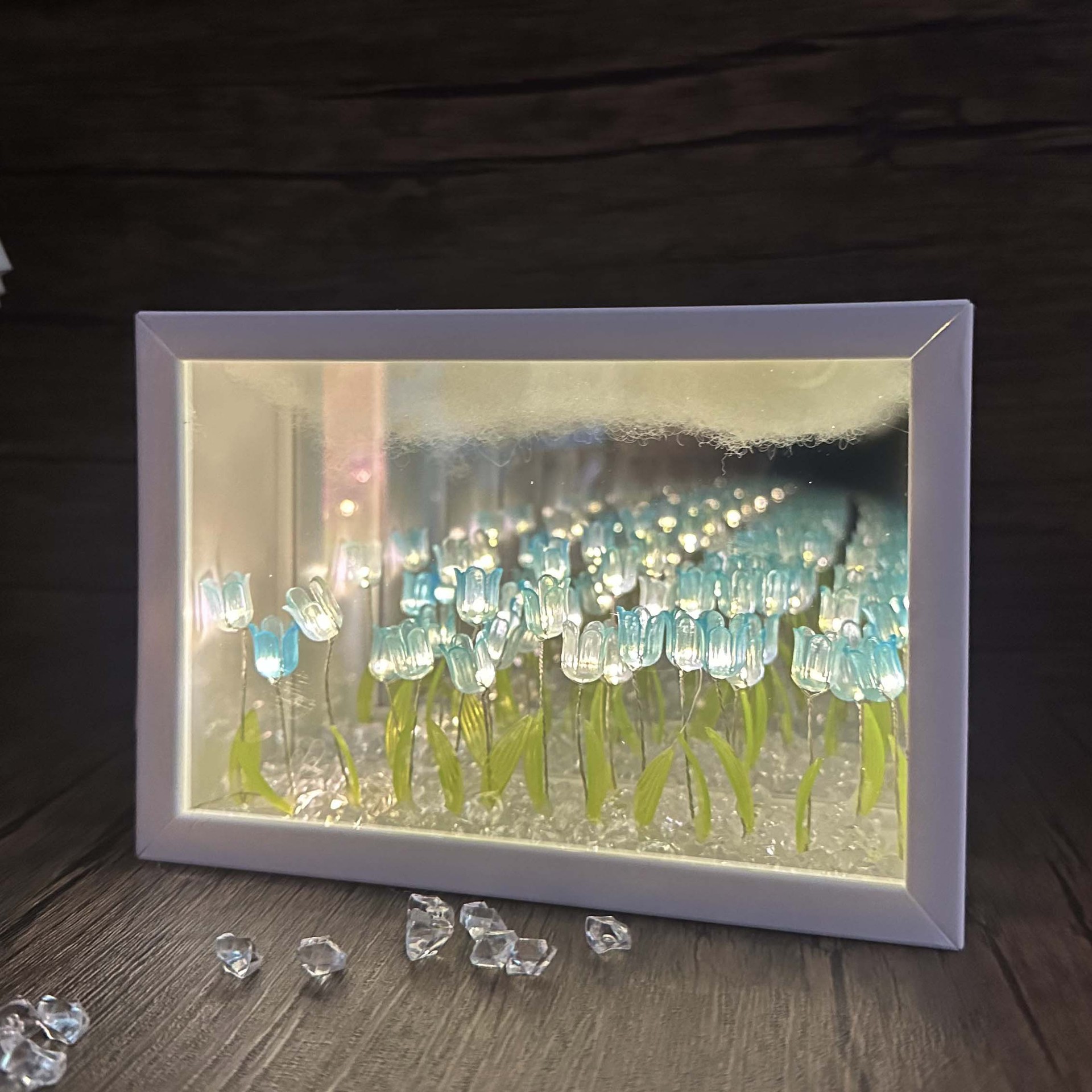 2025 nuevo producto cielo estrellado flor mar bricolaje tulipán hecho a mano luz luminosa luz nocturna atmósfera regalo de cumpleaños amante chica