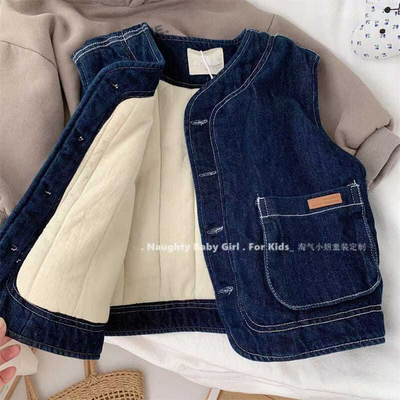Children's Denim Vest Children's Spring and Autumn New Stylish Outerwear Vest Toddler Baby Spring and Autumn Jacket