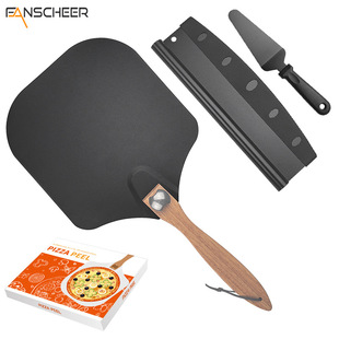 Manufacturer Pizza Shovel Aluminum Shovel Teflon Effect Foldableing Wooden Handle 12inch Baking Transfer Pizza Set Shovel