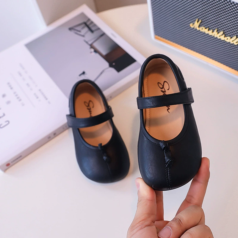 Demi-season children's shoes for leather shoes, footwear English style for princess, trend of season, soft sole, British style