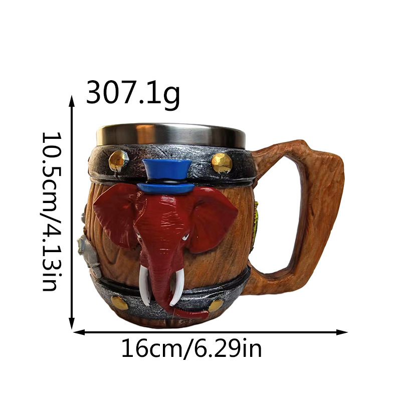 創意新品象マグカップ304ステンレス二重コップ大容量ビールマグカップコーヒーカップ|undefined