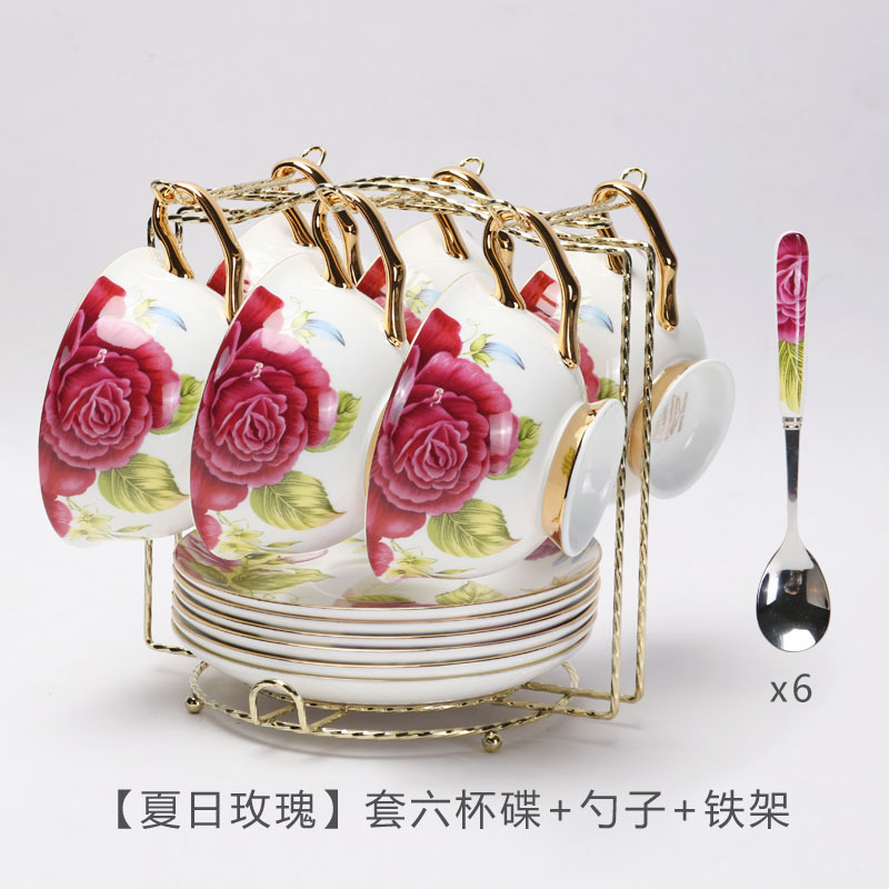 China de hueso de alta apariencia traje de taza de café de estilo europeo Taza de cerámica y platillo británico juego de té de la tarde traje caja de regalo