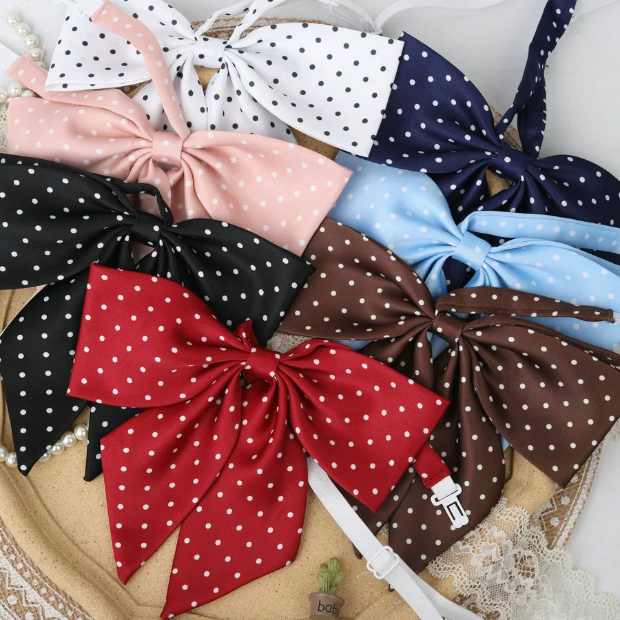 Japanese JK uniform collar bow girl cute polka dots bow big feather giant feather sailor suit academy style