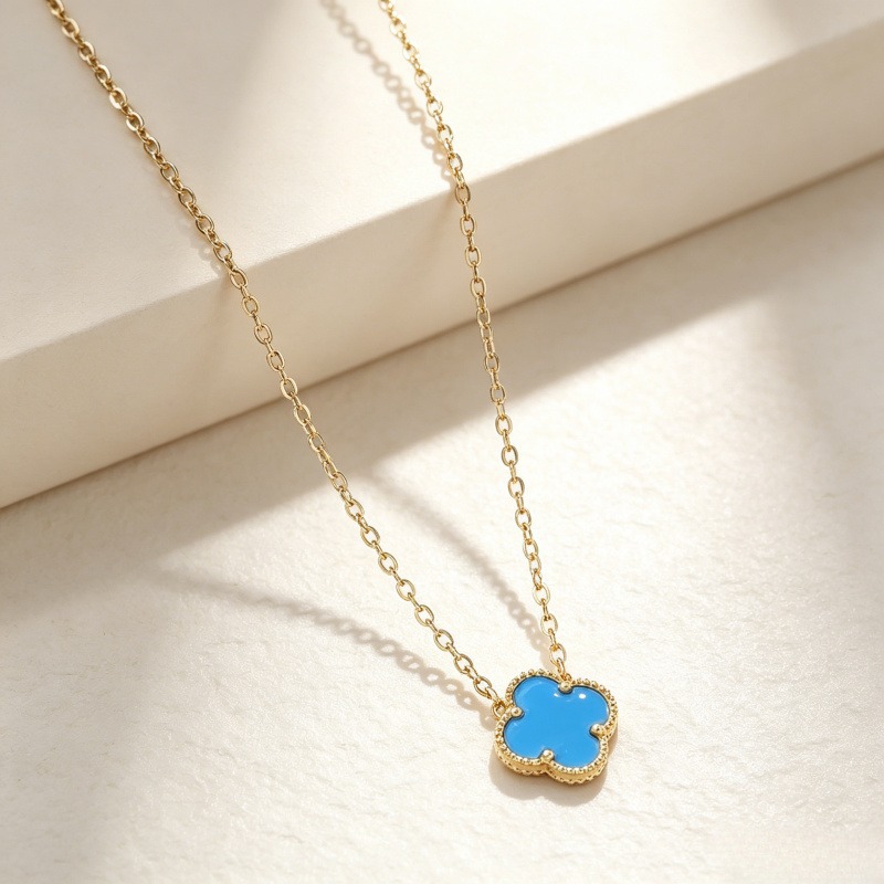 Necklace, 13mm, four-leaf clover