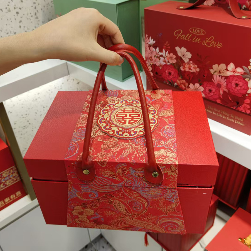 年物二重のお土産セットの皮手提げケースの結婚式の誕生祝いのお祝いのお土産セットの大きいサイズの高級感のあるプレゼントの空箱|undefined