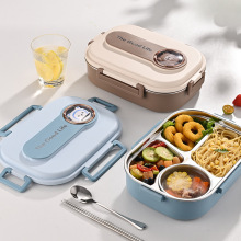 不锈钢饭盒便捷家用微波炉可加热学生上班族带汤碗隔热保温便当盒