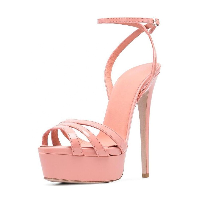 Plus Size Platform Outdoor Women Sandals Round Toe Ankle Buckle Strap Thin High Heels Ladies Casual Sexy Summer Shoes