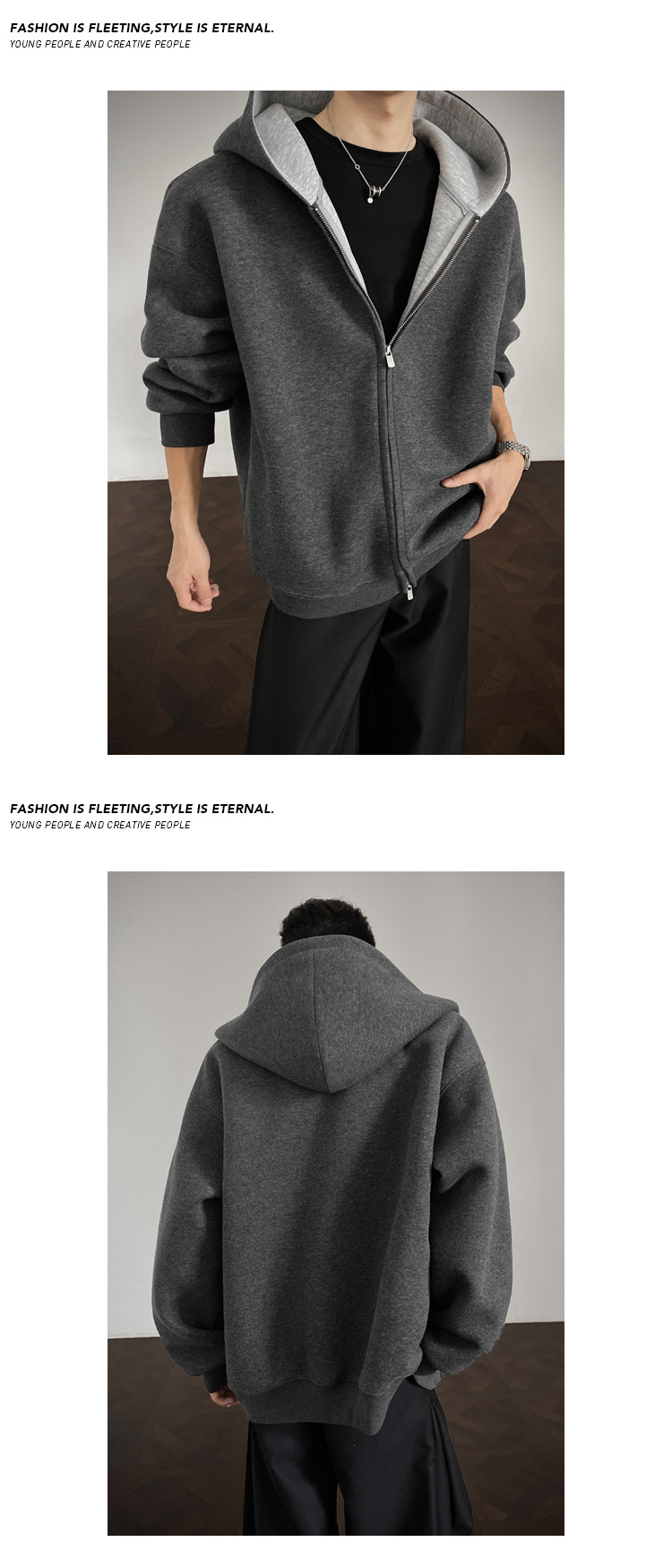 Felpa con cappuccio patchwork pesante da uomo oversize_voghion.com