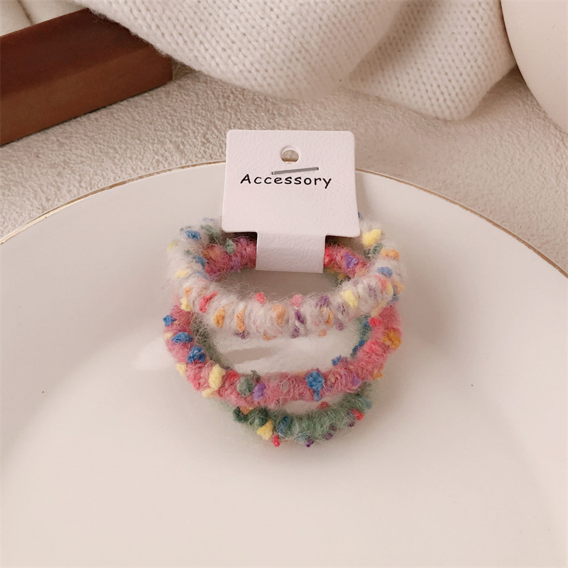 3 cabello de la niña arco iris de frijol de azúcar cuerdas de cabello lindas y versátiles anillo de cabello base de cuerdas de cuero de alta elasticidad joyería para el cabello