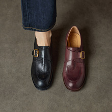 头层牛皮高品质复古风单鞋女2025春季新款小众设计款英伦风小皮鞋