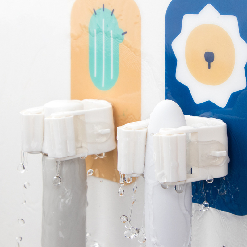 Creativo sin costuras fregona clip gancho de dibujos animados fregona rack baño ponche libre multifunción escoba rack almacenamiento pegajoso gancho