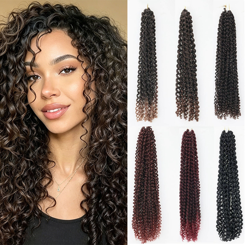 African and Latin American curly crochet hair extensions, deep wave curly synthetic fiber wavy curly wigs wholesale