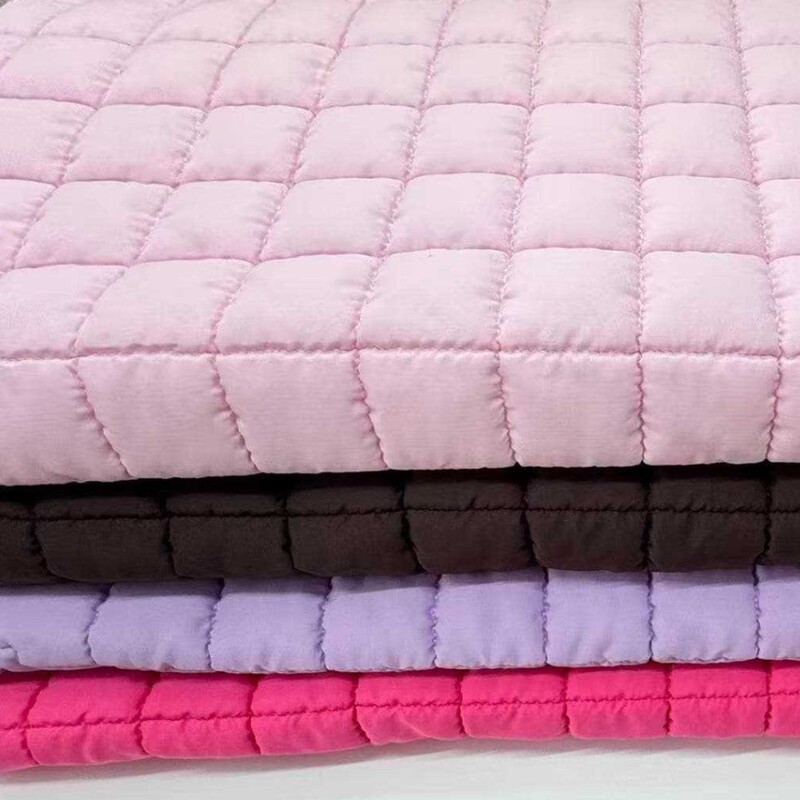 Quilted Checkered Pu Material Embroidered Fabric Composite Spray-Glued Cotton Polyester Cloud Bag Lining Fabric down Jacket
