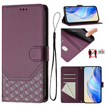 适用夏普 Sharp Aquos R11 蜂巢压纹皮套Sense 10  翻盖插卡壳防