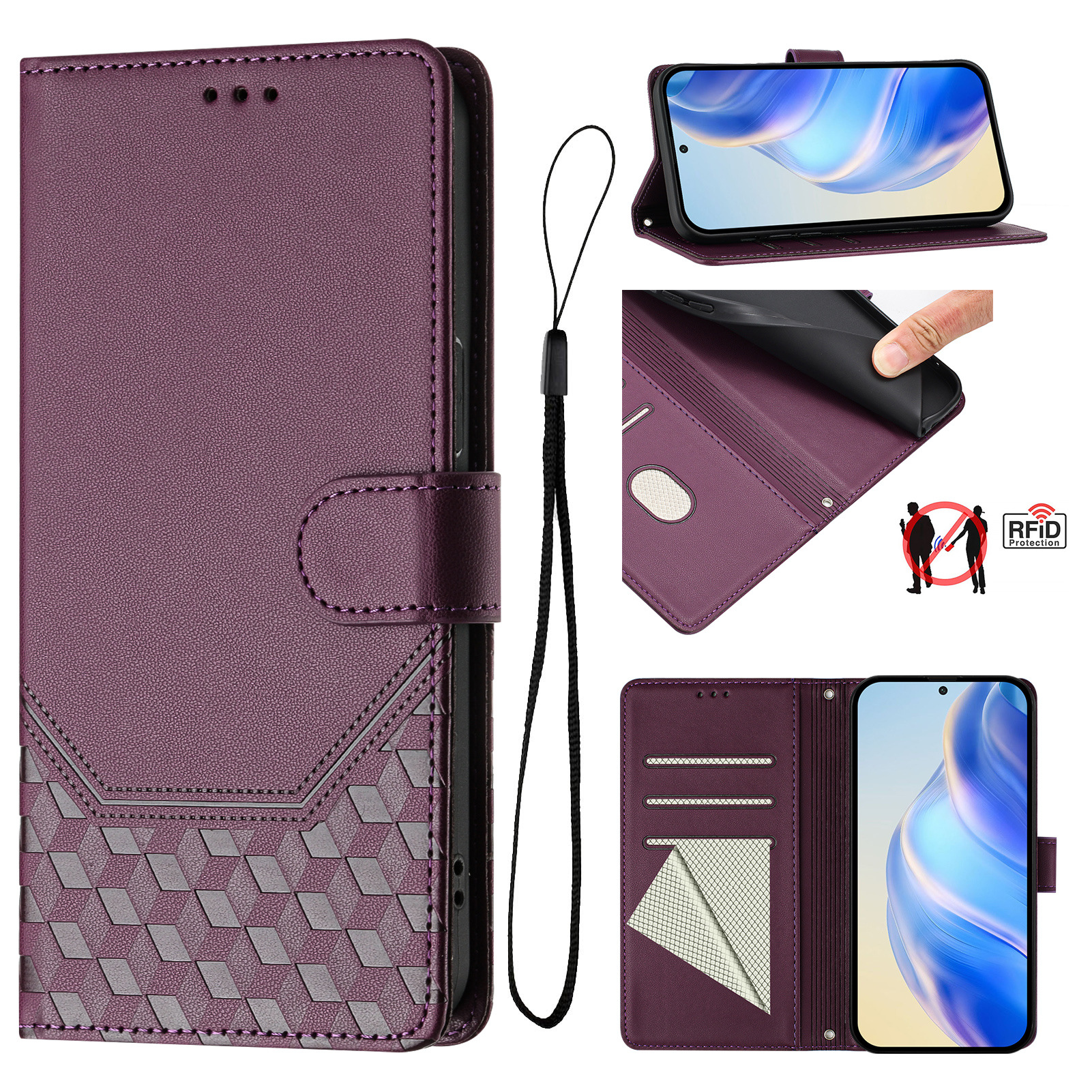 适用夏普 Sharp Aquos R11 蜂巢压纹皮套Sense 10  翻盖插卡壳防