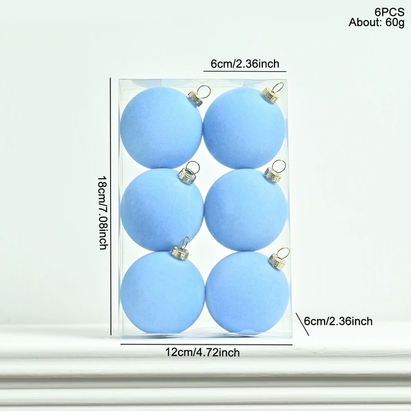 6-6PCS flocking balls-clear sky blue
